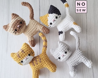 4 in 1 crochet cat pattern, No Sew cat,pdf