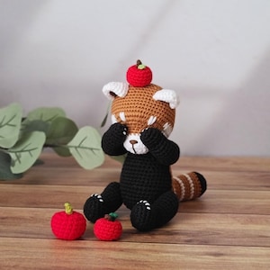 panda roux au crochet, petit panda, amigurumi redpanda, pdf, modèle au crochet image 2