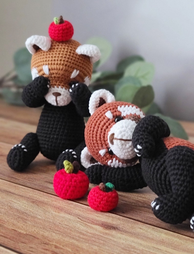 szydełkowa czerwona panda, mniejsza panda, amigurumi redpanda, pdf, wzór szydełkowy zdjęcie 3