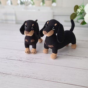 teckel au crochet, chien amigurumi, pdf, modèle de chien au crochet, teckel, jouet au crochet. image 6