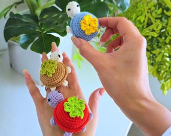 No-Sew Crochet Lucky Turtle Pattern: Amigurumi Clover Car Hanging & Mini Keychain PDF