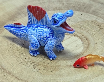SPINOSAURO CUCCIOLO BLUEY - cuccioli di dinosauro, simpatico dinosauro del parco Jurassic World, piccolo Spinosauro da collezione dipinto a mano, giocattolo colorato e divertente per bambini da scrivania.