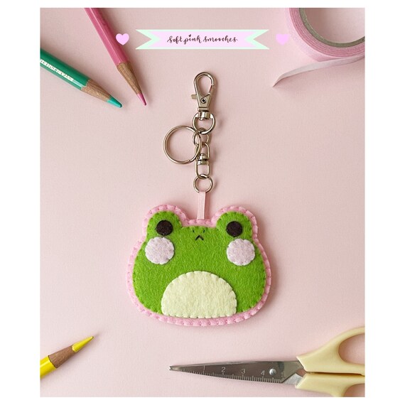 Felt Frog Keychain Wool-blend Felt Cute Felt Animal Charm