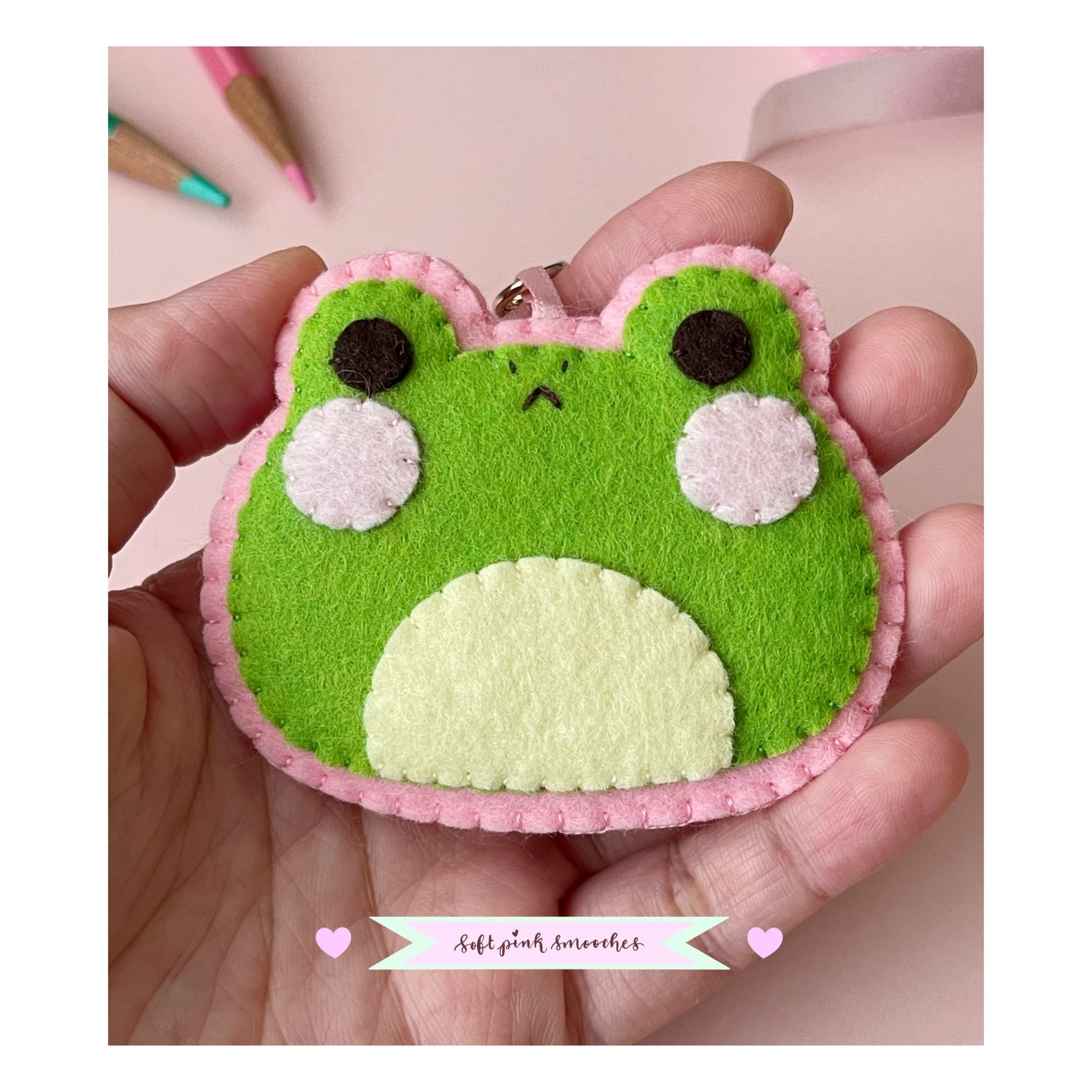 Felt Frog Keychain Woolblend Felt Cute Felt Animal Charm Etsy