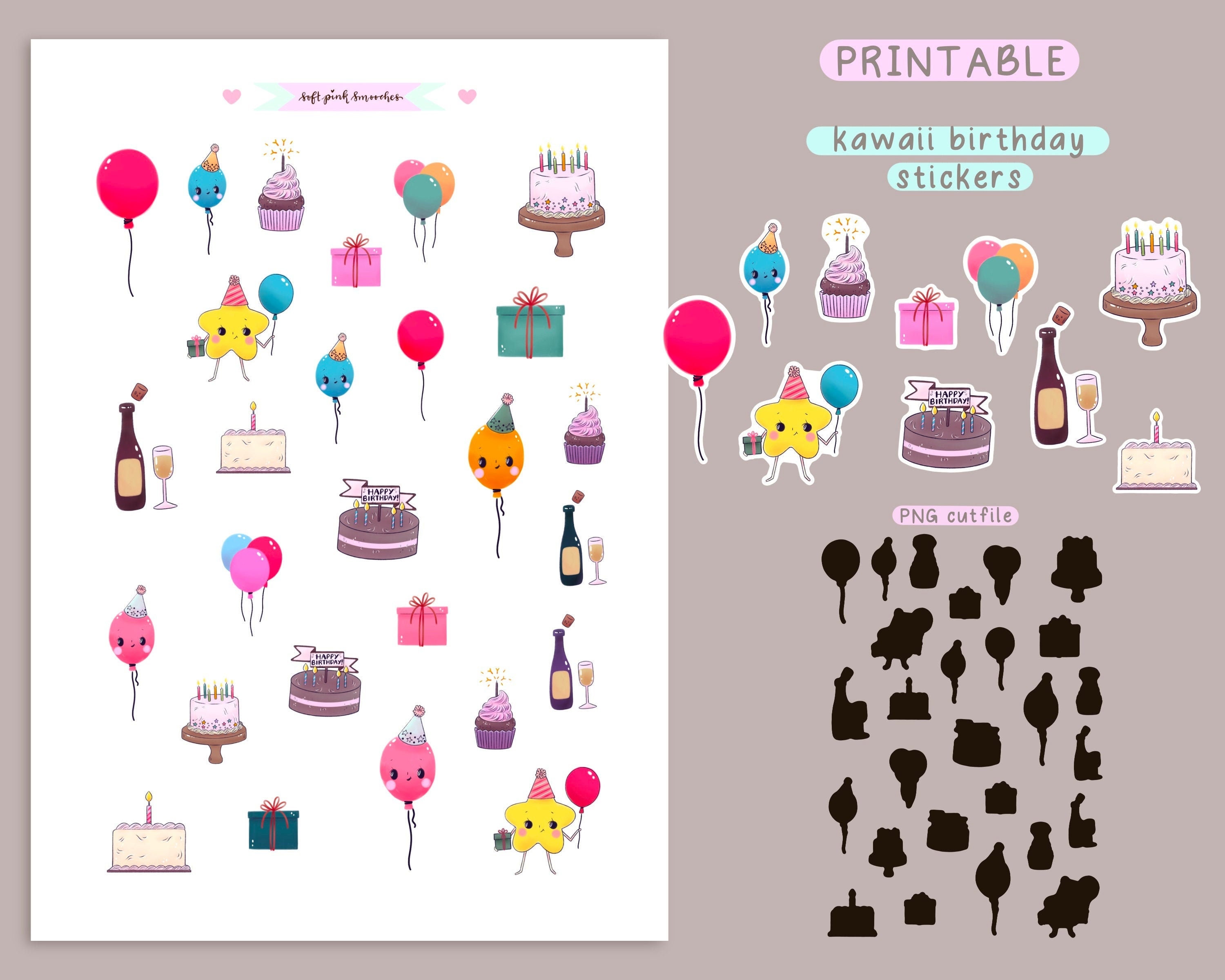 birthday printable stickers w cut file cute stickers for