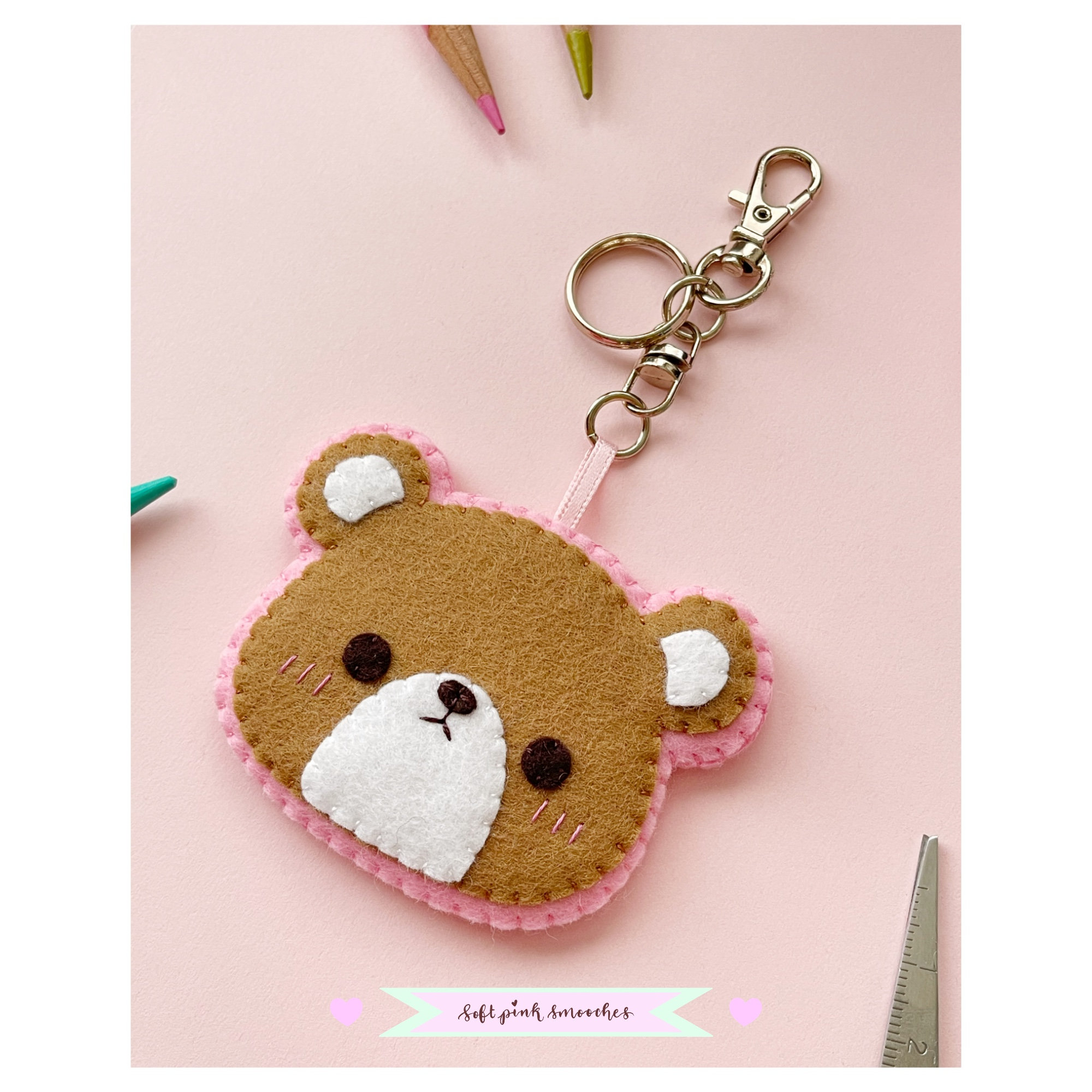Felt Bear Keychain woolblend felt bear cute felt animal Etsy