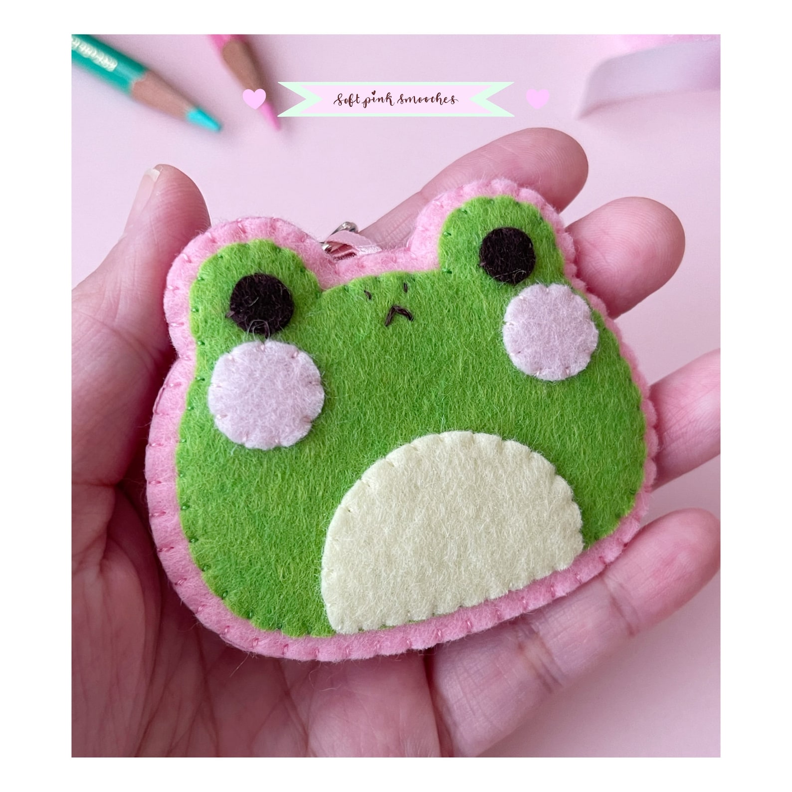 Felt Frog Keychain Woolblend Felt Cute Felt Animal Charm Etsy