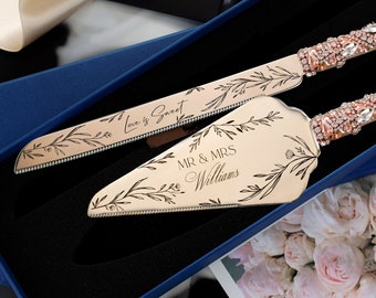 Personalized Wedding Cake Server Set rose gold Personalized gift Wedding Cake Knife Cutting Set Wedding Cake Server cake knife set