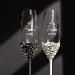 Wedding gifts for bride toasting flutes for Bride and Groom rose gold Champagne glasses wedding gifts anniversary champagne glasses gold