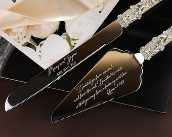 Personalized Wedding Cake Cutting Set Wedding Cake Knife Cutting Set silver Wedding Cake Server and cutter, cake knife set of 2