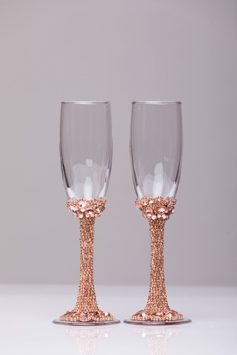 Personalized glasses rose gold Champagne flutes wedding Etsy