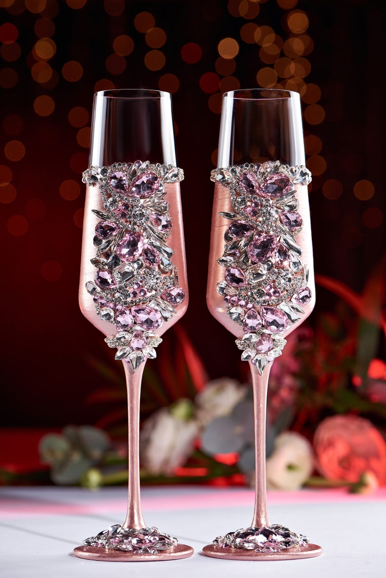 Wedding champagne flutes and Cake Server Set BLUSH toast