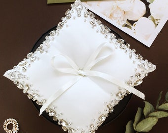 Bling wedding decorations Silver Wedding bearer pillow for ring wedding ceremony ring pillow rhinestones gold and black Bridal shower gifts