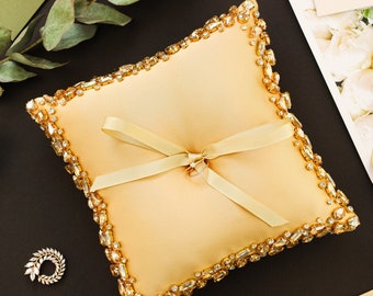 Ivory Ring Bearer Pillow for wedding, Wedding Pillow silver Flower Girl Pillow Set Gold Bearer Pillow Ring holder