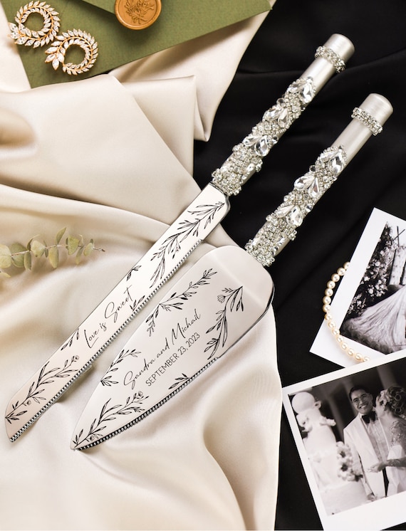 パーソナライズされたウェディングケーキサーバーセットウェディング