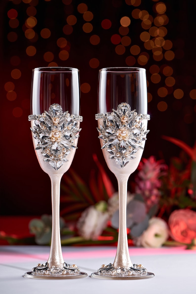 Gold Wedding glasses and Cake Server Set Bride and groom Etsy