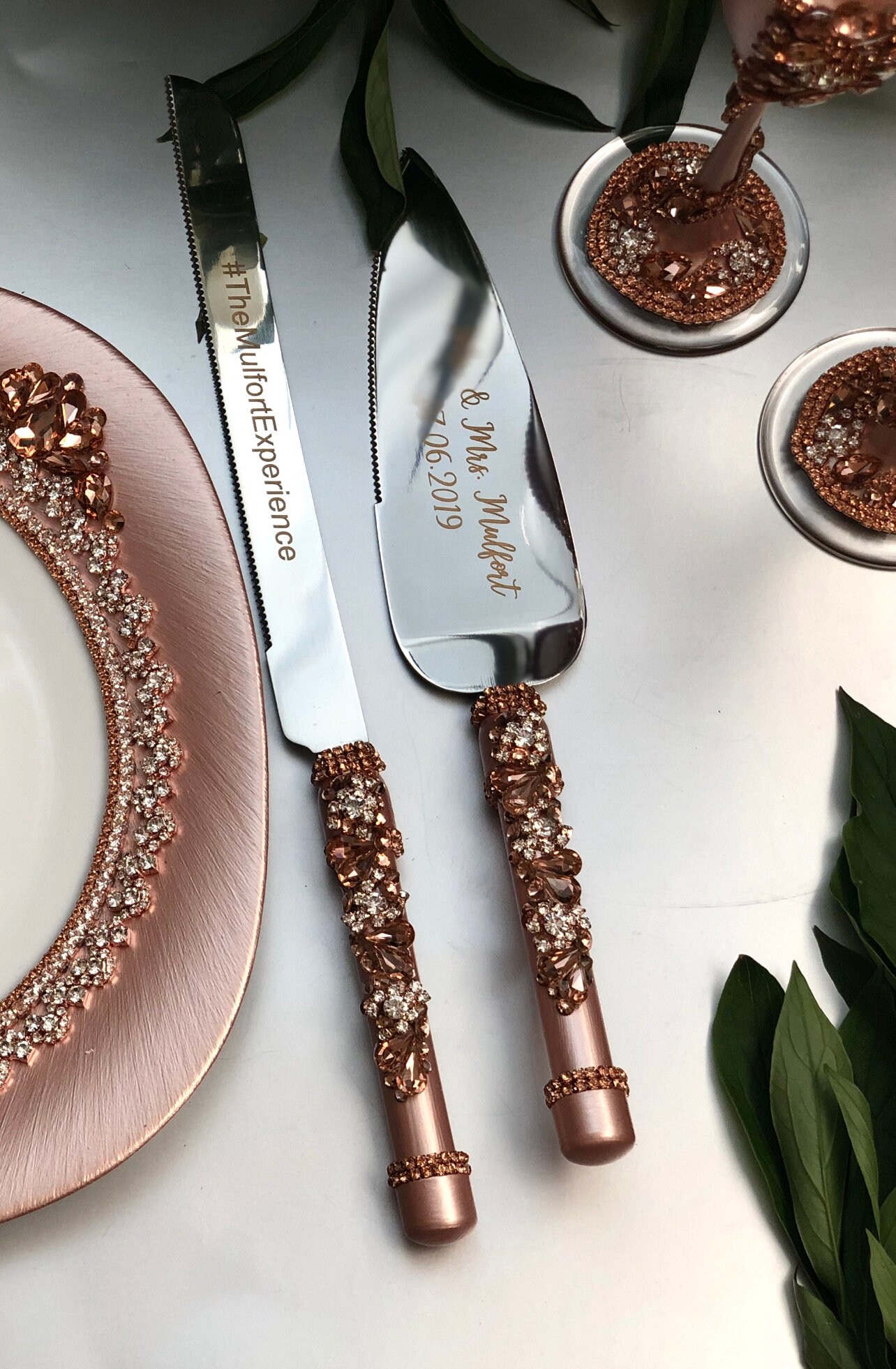 Personalized Wedding Cake Cutting Set in GIFT BOX silver Etsy