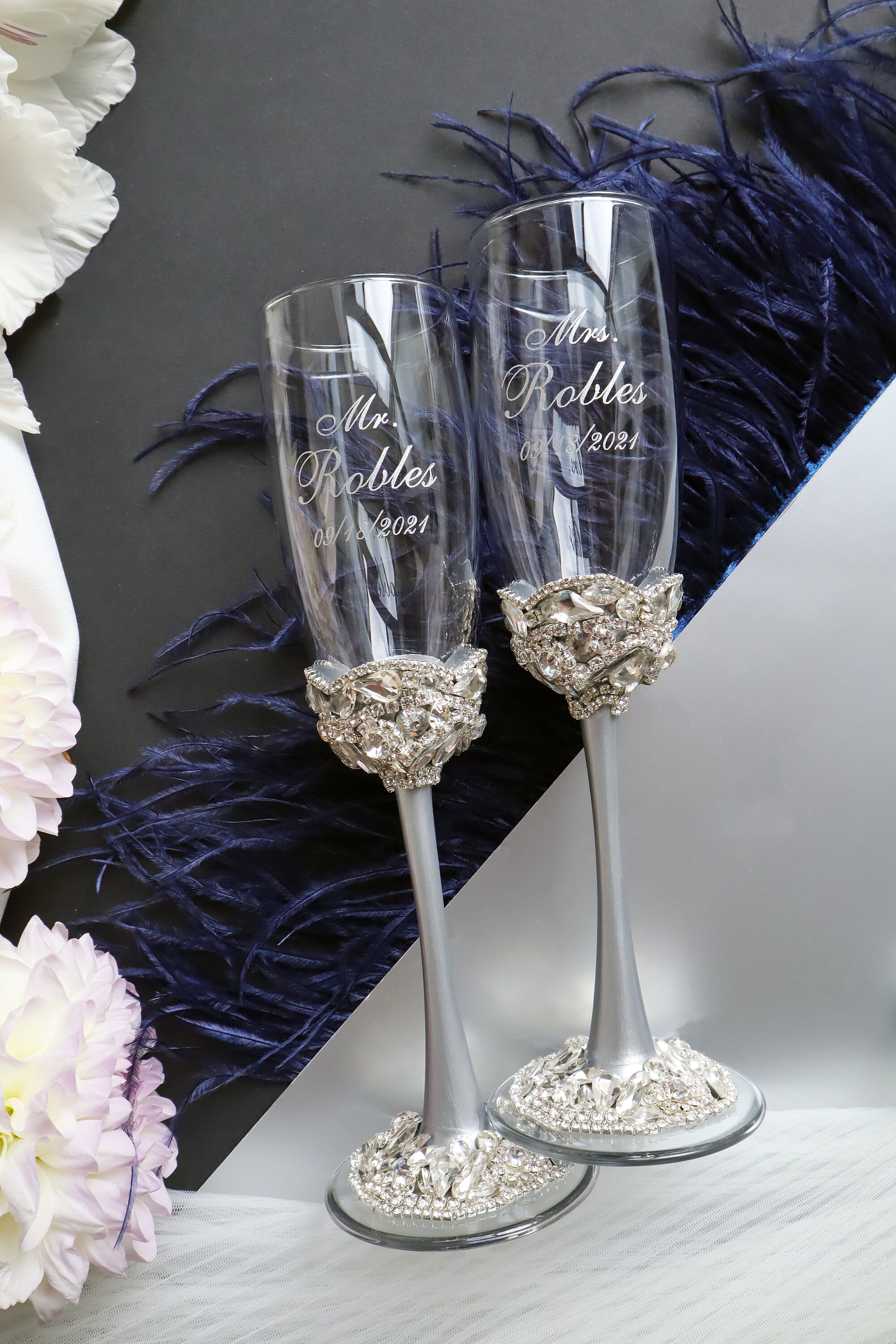 Flûtes de mariage personnalisées et ensemble de coupe de Etsy