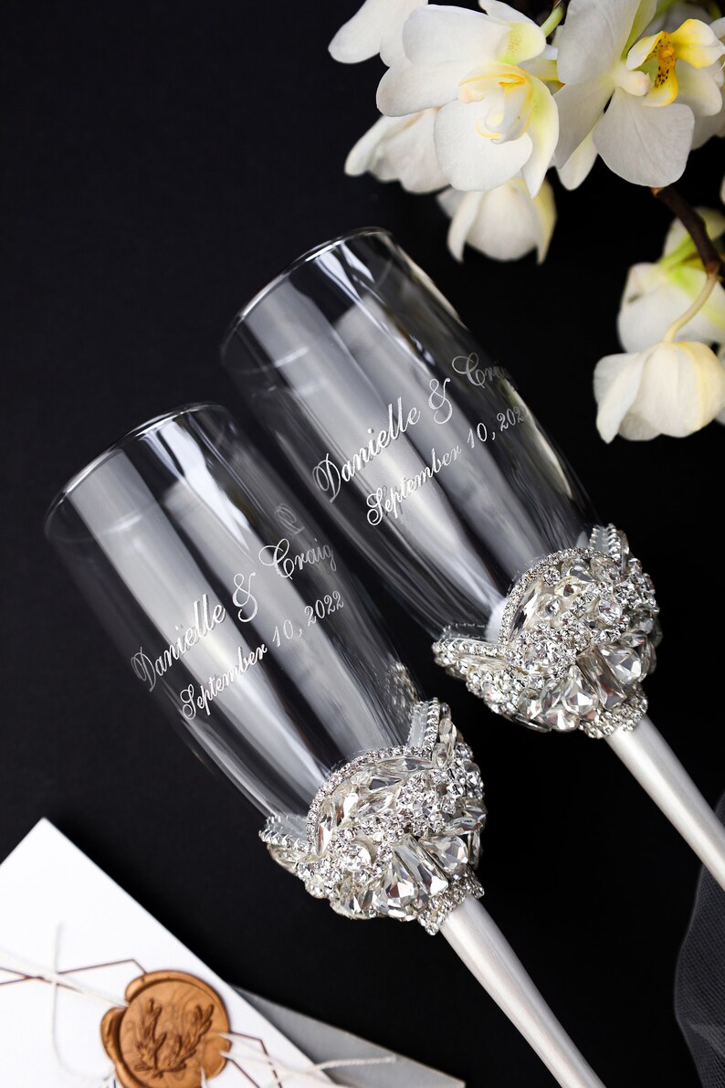 Wedding Champagne Flutes and Cake Server Set Wedding Etsy