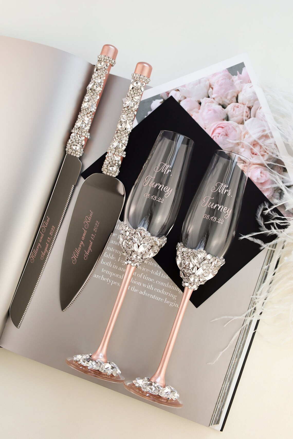 Personalized Wedding Flutes and Cake Cutting Set Wedding Gift Etsy