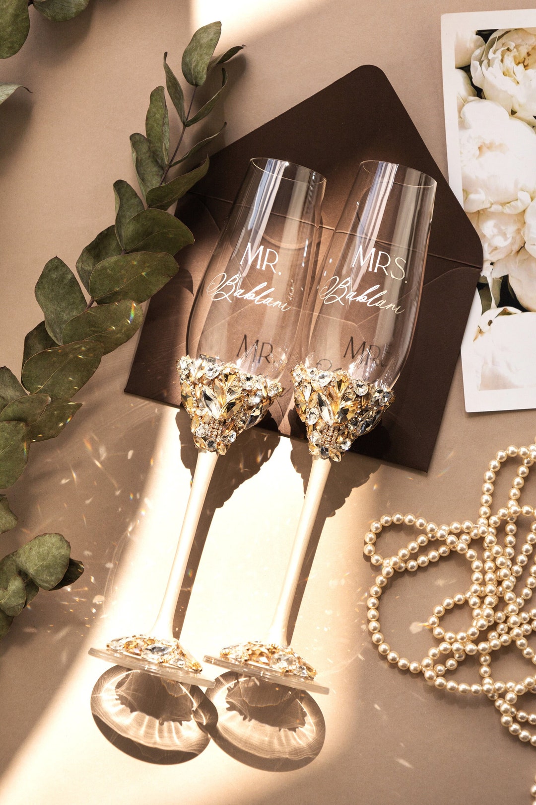 Elegant Wedding Gold Glasses for Bride and Groom Bridal Shower Gifts ...