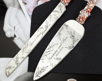 Personalized Wedding Cake Server Set rose gold Personalized gift Wedding Cake Knife Cutting Set Wedding Cake Server cake knife set