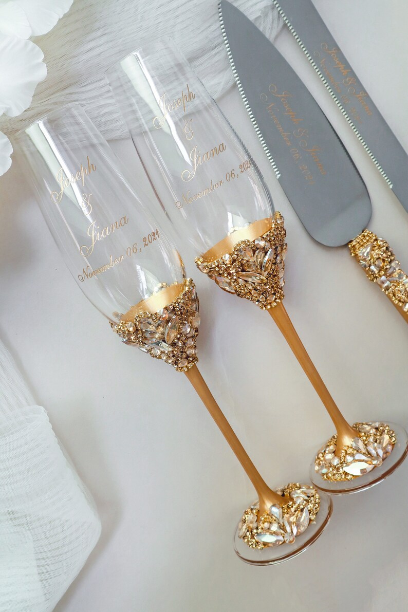 Personalized Wedding Flutes and Cake Cutting Set Engrave Etsy