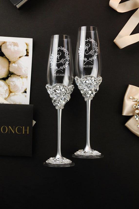 Personalized wedding Glasses for Bride and Groom anniversary image 4