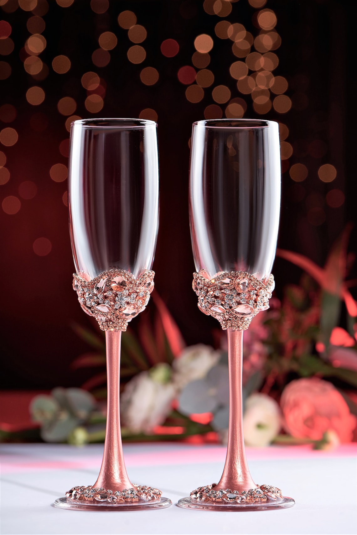 Personalized Wedding glasses rose gold Personalized glasses Etsy