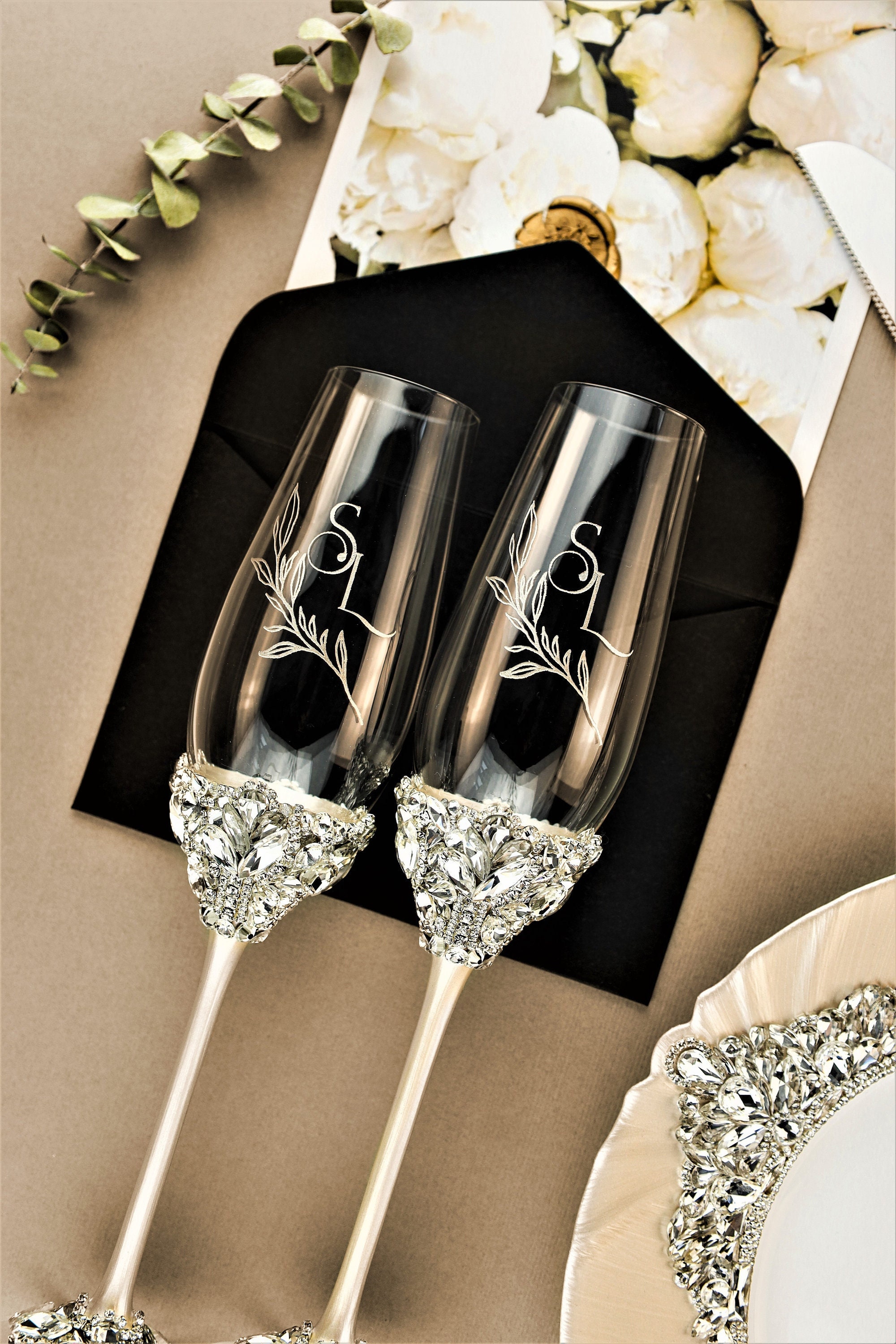 ACHEER Crystal Champagne Flutes Glasses Set Of 4 - Gift Box