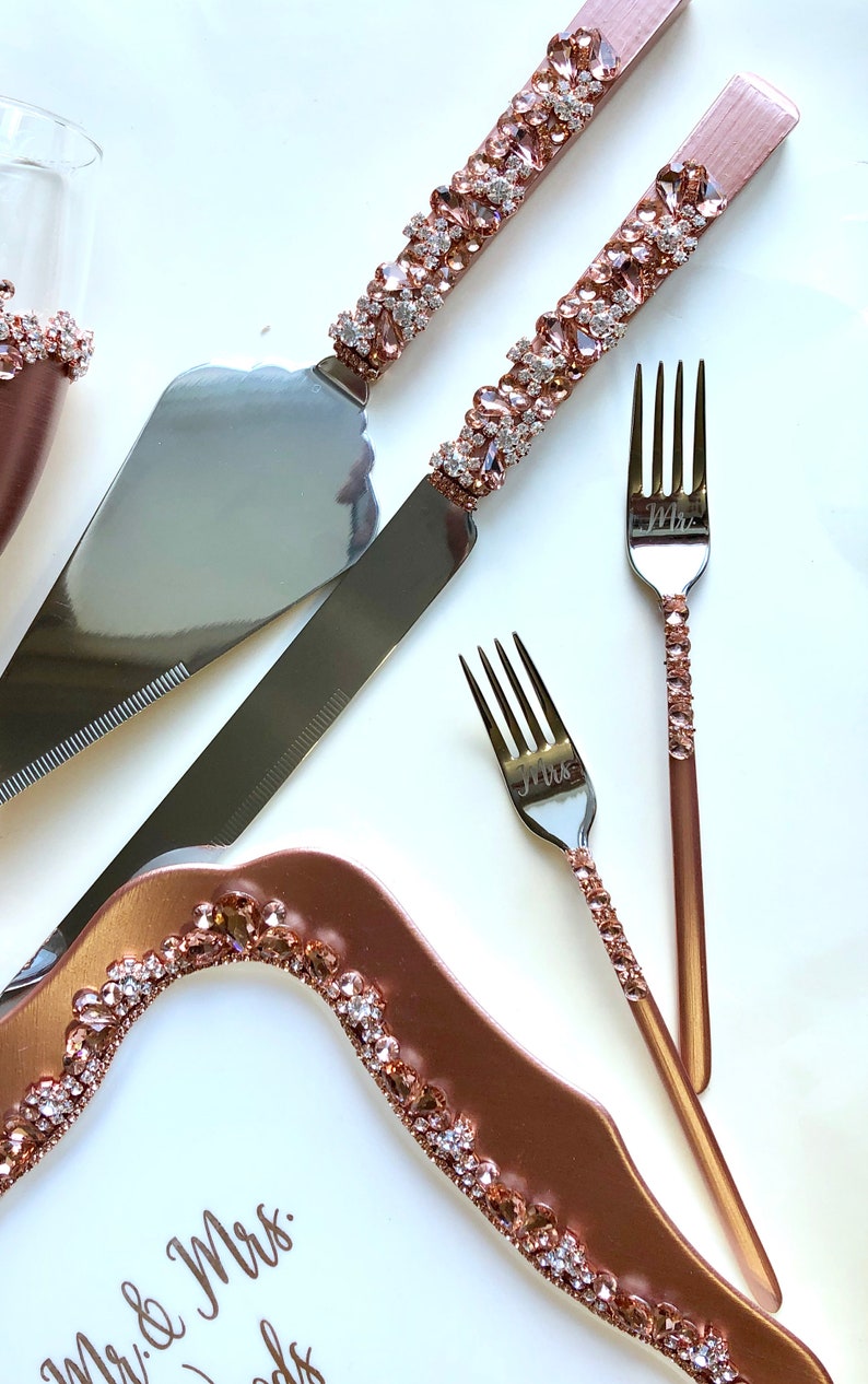 Wedding plate and forks cake server and knife Wedding dish Etsy