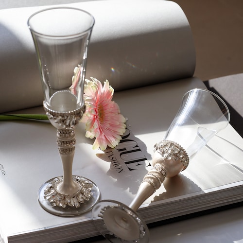 Wedding champagne flutes and cake cutter set Gift for bride wedding shops shower gift anniversary gift for couple toast glasses and cake knife set