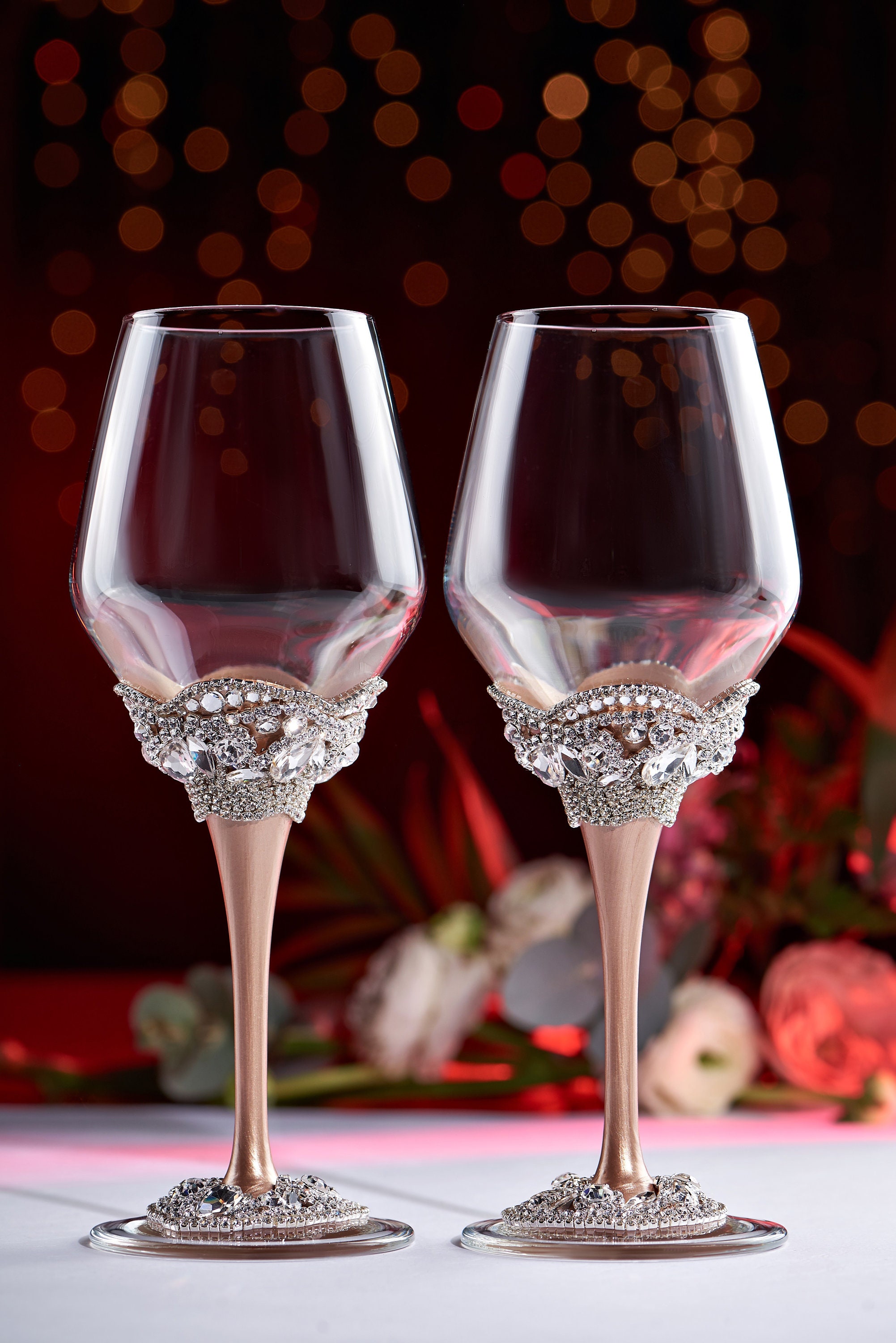 Wedding wine glasses ivory champagne set of 2 glasses Etsy