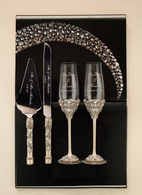Two Name Monogram Engraved Champagne Glass– Crystal Imagery