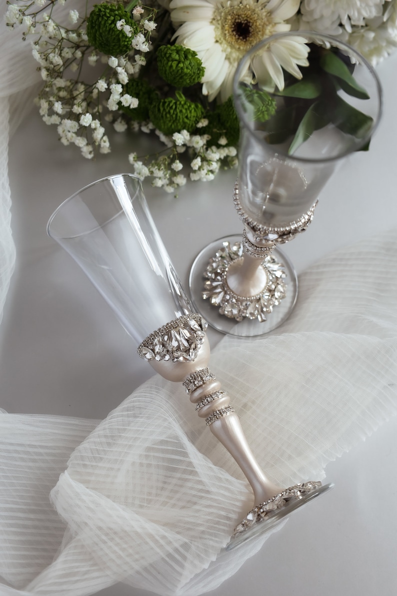 Wedding Champagne Flutes and Cake Server Set Wedding Etsy
