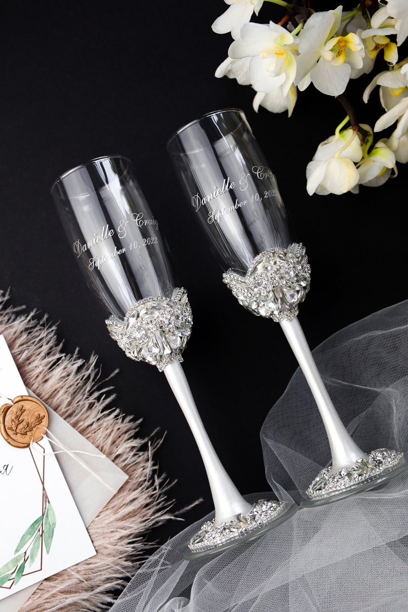 Wedding Champagne Flutes and Cake Server Set Wedding Etsy
