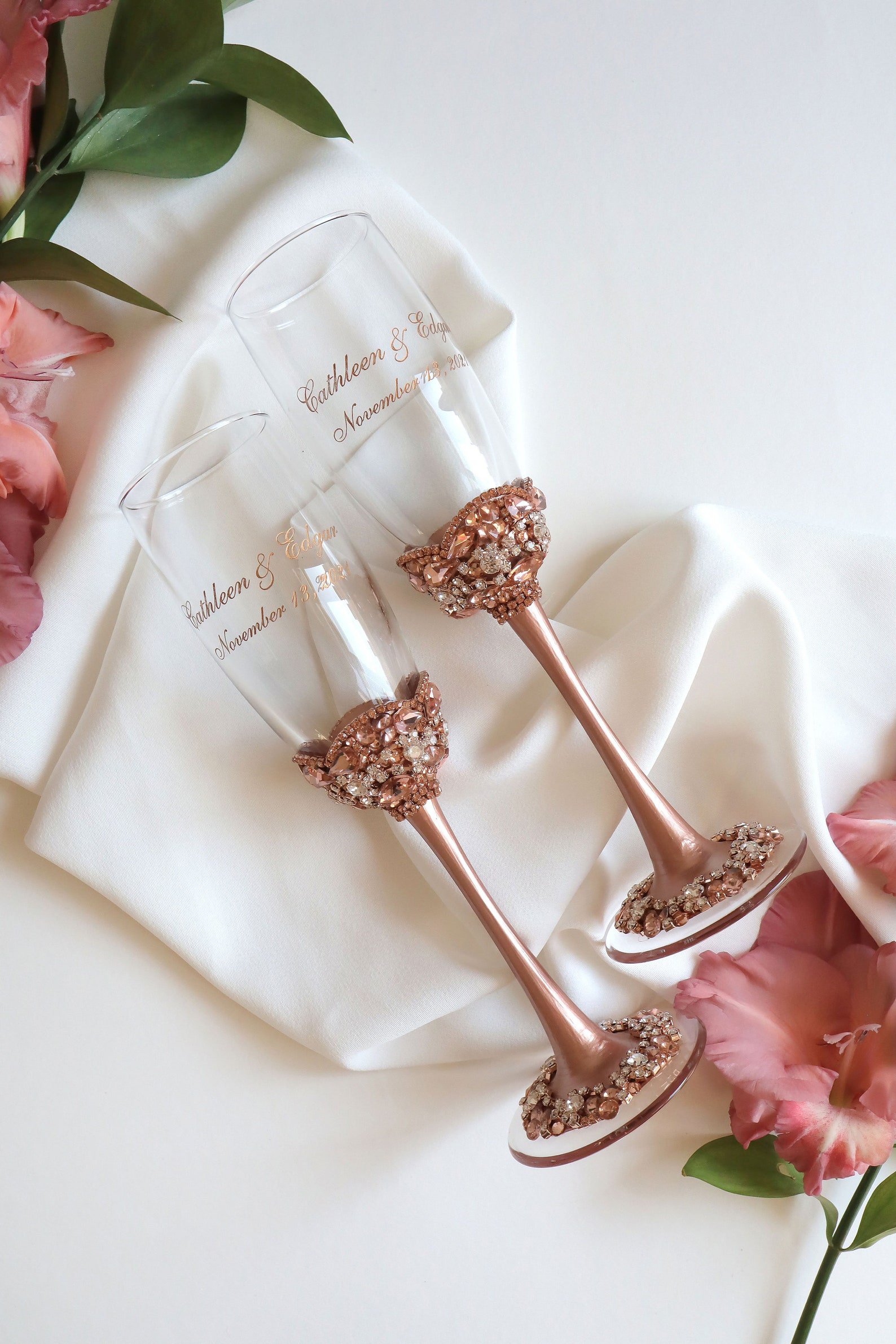 Wedding Champagne Flutes and Cake Server Set Wedding Etsy