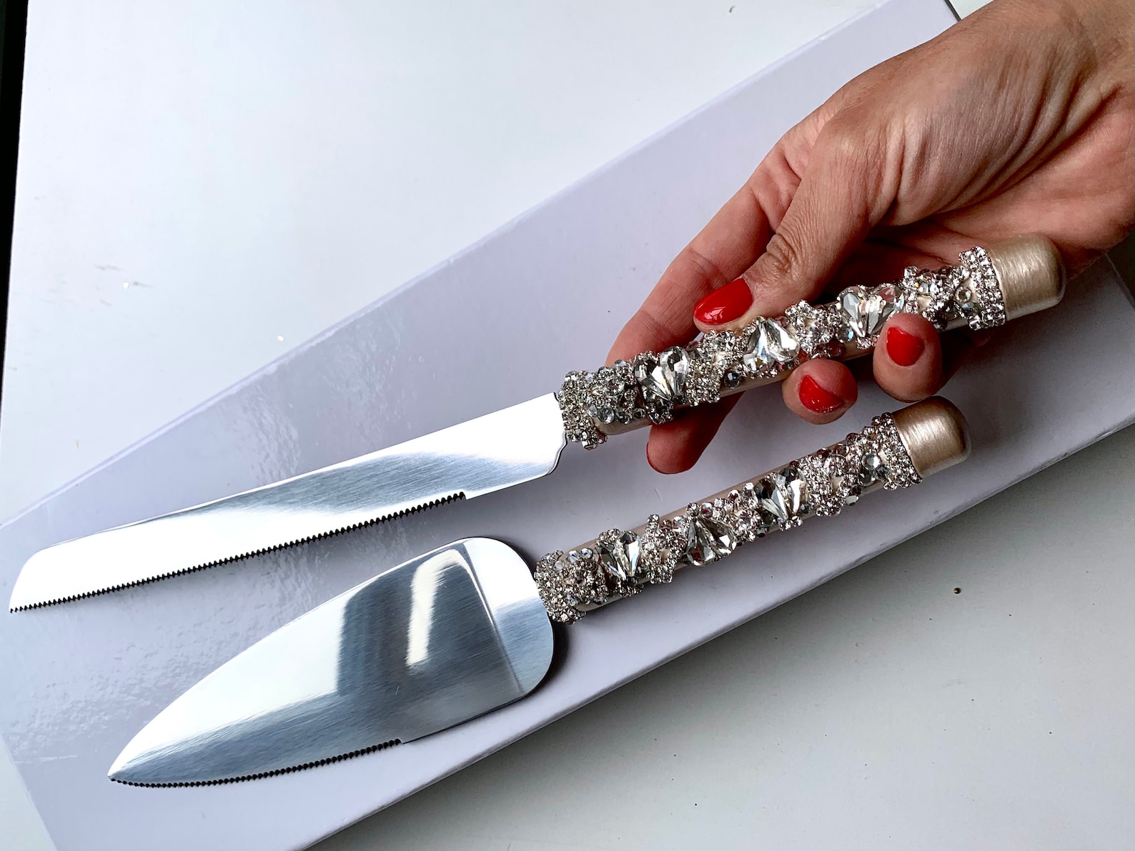 Personalized Wedding Cake Cutting Set in GIFT BOX silver Etsy