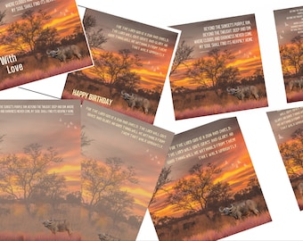 Christian Stationery download, with 2 scripture/quote options 6x6 inch Print, Bookmark, A5 notepaper and Greetings Card. African Sunset