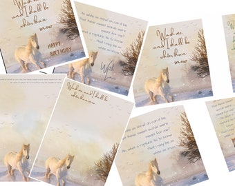 Christian Stationery download, with 2 scripture/quote options 6x6 inch Print, Bookmark, A5 notepaper and Greetings Card. Horse