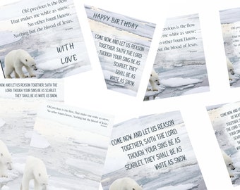 Christian Stationery download, with two scripture/quote options. 6x6 inch Print, Bookmark, A5 notepaper and Greetings Card. Polar Bear.