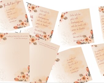 Christian Stationery download, with 2 scripture/quote options 6x6 inch Print, Bookmark, A5 notepaper and Greetings Card. Peach Flowers