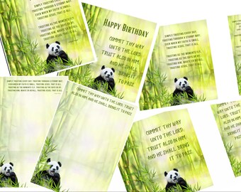 Christian Stationery download, with 2 scripture/quote options 6x6 inch Print, Bookmark, A5 notepaper and Greetings Card. Panda