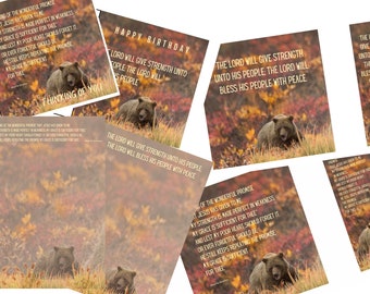 Christian Stationery download, with 2 scripture/quote options 6x6 inch Print, Bookmark, A5 notepaper and Greetings Card. Brown Bear