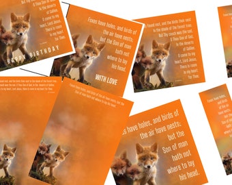 Christian Stationery download, with 2 scripture/quote options 6x6 inch Print, Bookmark, A5 notepaper and Greetings Card. Fox