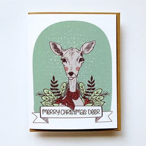 Christmas Card, Merry Christmas Deer, Deer Christmas Card, Doe card, Illustrated Card, Christmas Greeting Card