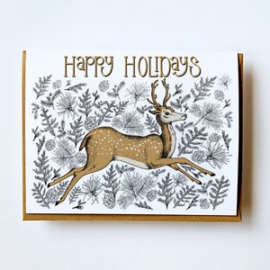 Deer Christmas Card, Holiday Card, Christmas Card, Deer card, Illustrated Card, Christmas Greeting Card, Holiday Greeting Card