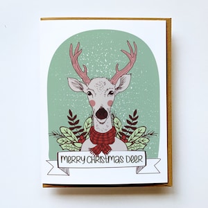 Christmas Card, Merry Christmas Deer, Deer Christmas Card, Deer card, Illustrated Card, Christmas Greeting Card