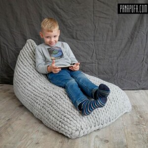 Puf de ganchillo grueso pufet de punto otomana de punto | Etsy