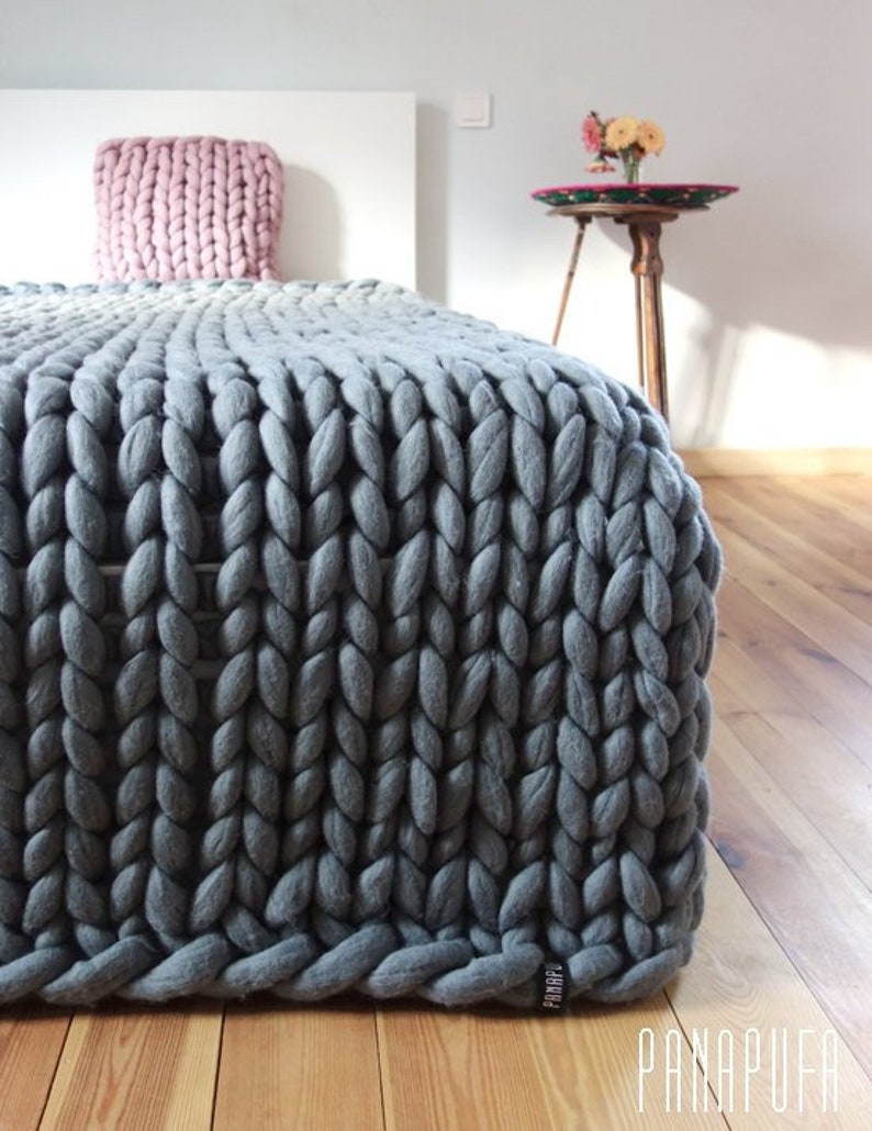 Super chunky knit kingsize blanketMerino blanket Super Etsy